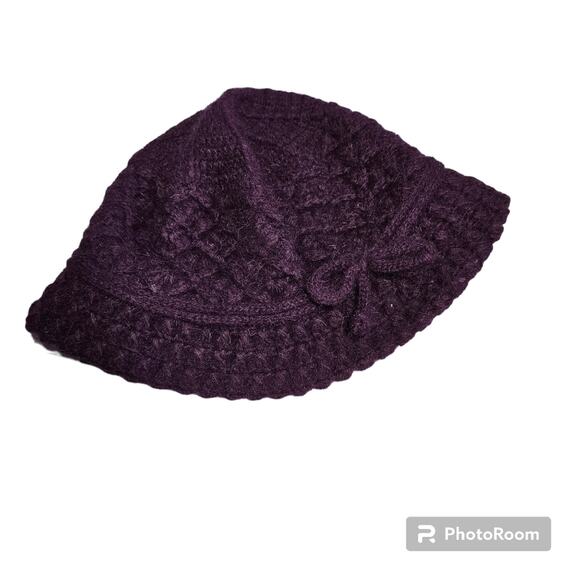 Purple Angora & Polyester Bucket Hat - Size 57 cm - Picture 4 of 6